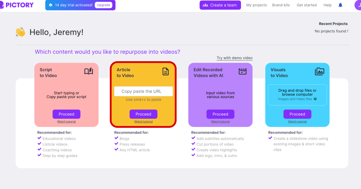 pictory dashboard (2)