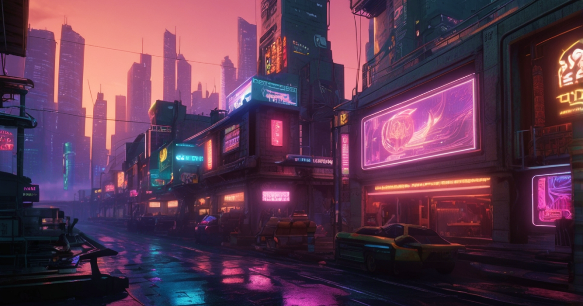 cyberpunk art style environment